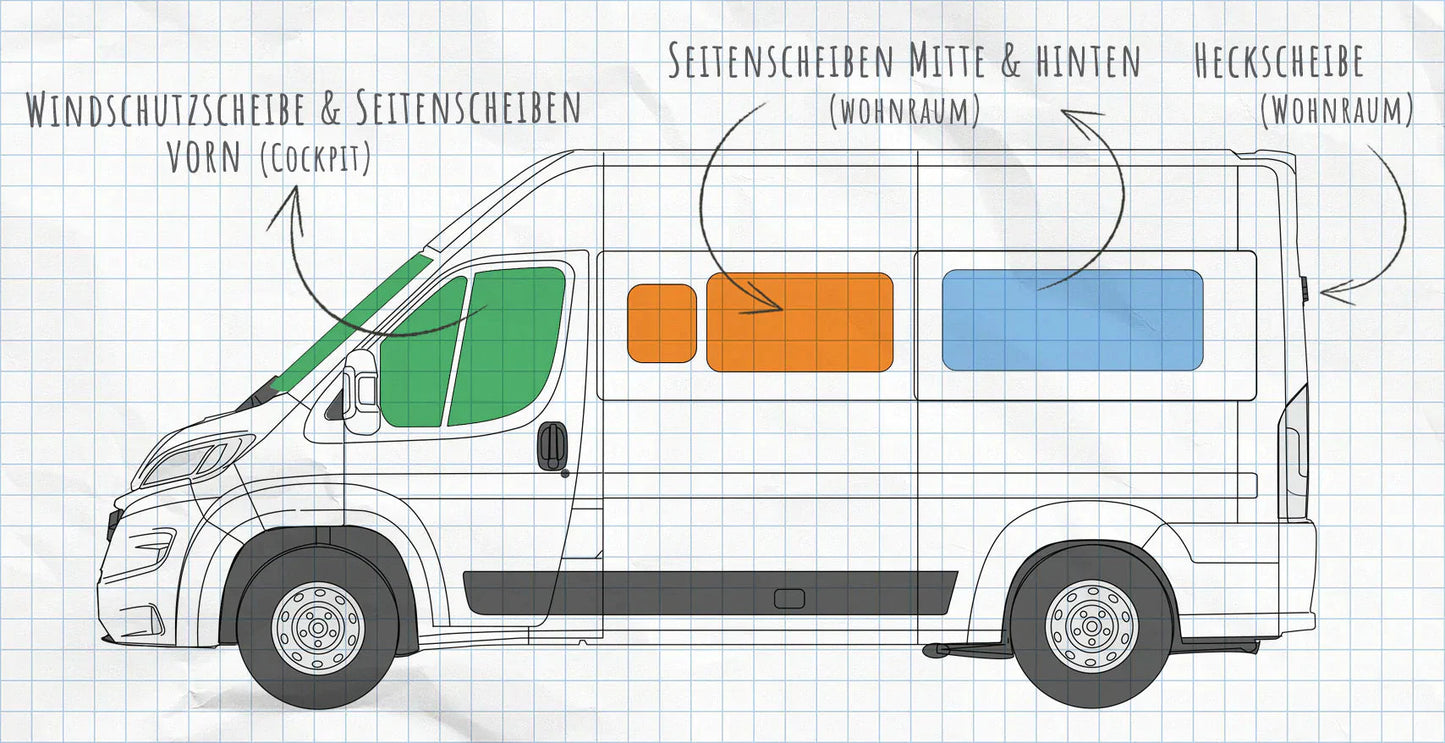 Magneet Raamisolatie Leefruimte Opel Movano (2021-heden): Polygon Fire & Black